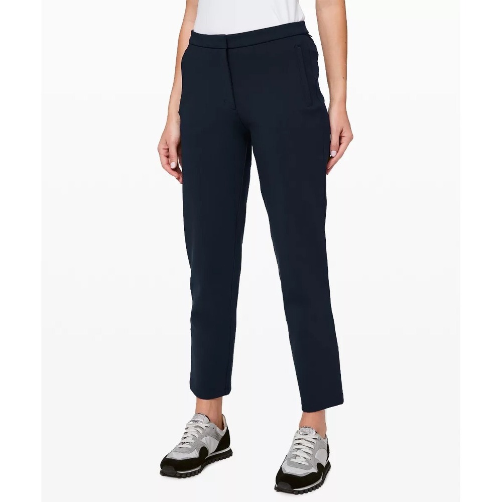Lululemon On The Move Pant Black Stretch Travel Career Ankle Pants Zip Pocket